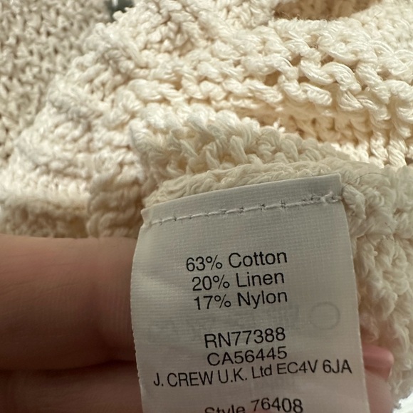 J. Crew Womens Jeweled Medallion Short Sleeve Sweater Linen Cotton Size XS - Picture 4 of 8